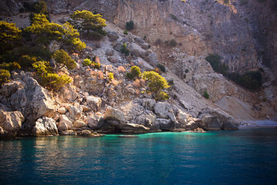 Scenic view of sea and rocks