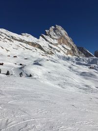 Scenic view of snowcapped mountains against clear sky