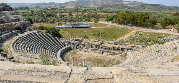 High angle view of old ruins