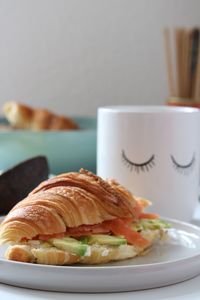 Close-up of breakfast served on table