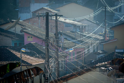 High angle view of buildings in city