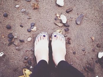 Low section of woman standing on beach