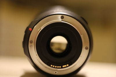 Close-up of optical instrument on table