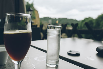 Close-up of beer on table