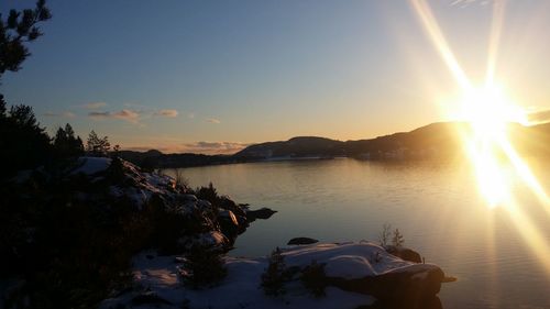 Scenic view of sunset over sea