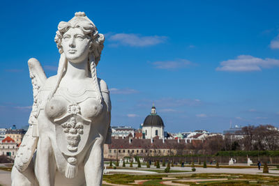 Sphinx sculptures at belvedere gardens in a beautiful early spring day