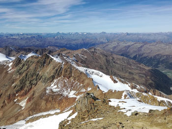 Scenic view of mountains against sky during winter