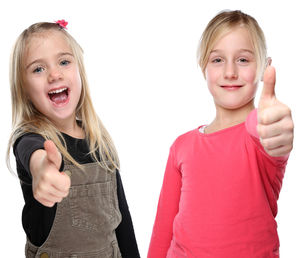 Portrait of a smiling girl over white background