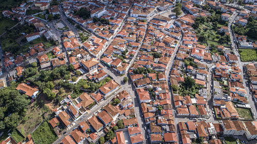 High angle view of buildings in city