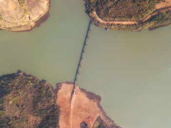 High angle view of rock by river