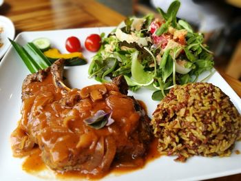 Close-up of meal served in plate