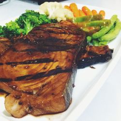 Close-up of meal served in plate