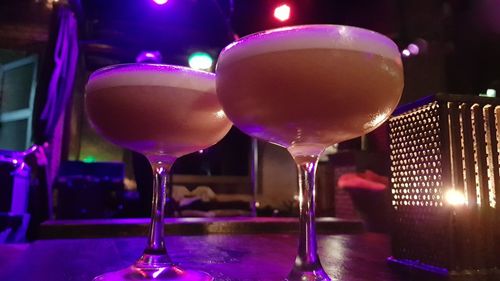 Close-up of beer in glass on table at restaurant