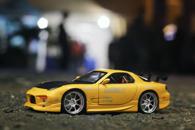 Close-up of toy car