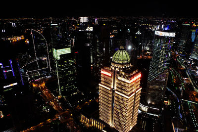 Illuminated cityscape at night