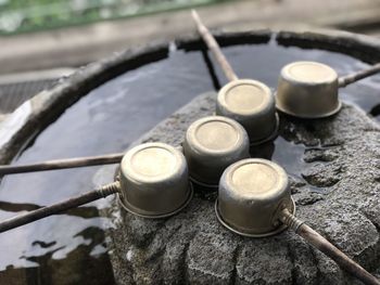 High angle view of  shrine  water