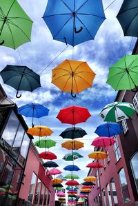Low angle view of multi colored building