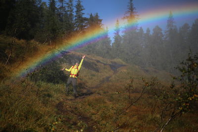 Scenic view of rainbow against sky