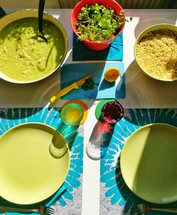 High angle view of food on table