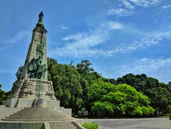 Low angle view of statue against building