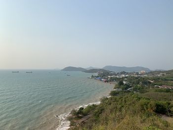 Scenic view of sea against clear sky