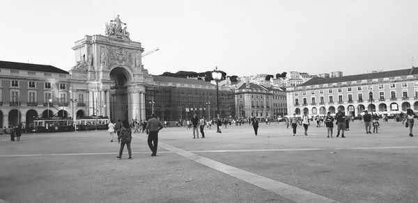 Group of people in front of building