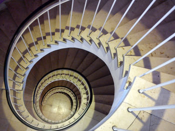 High angle view of spiral stairs