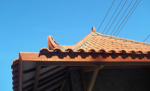 Low angle view of built structure against blue sky