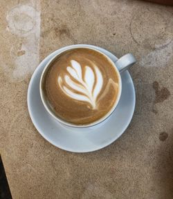 High angle view of coffee on table