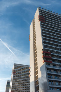 Low angle view of modern buildings against sky