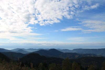 Rocky landscape against blue sky and clouds