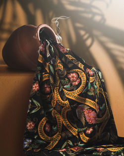 High angle view of christmas decoration on table