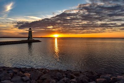 Scenic view of sea against sky during sunset