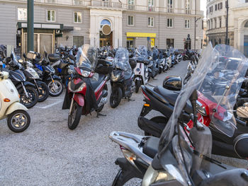 Lots of scooters seen in genoa, the capital of the italian region of liguria