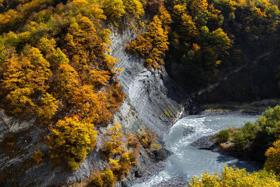 Autumn in the caucasus mountains. argun gorge in the chechen republic.