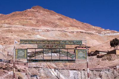 Information sign on mountain