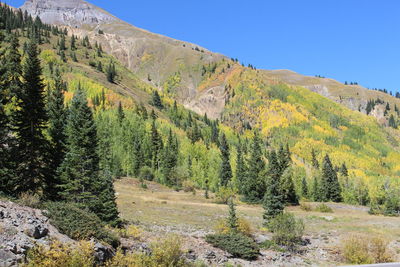 Scenic view of mountains against clear sky