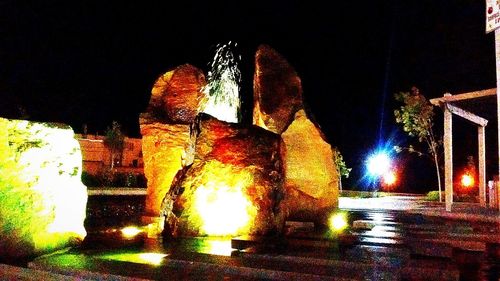 Illuminated building at night