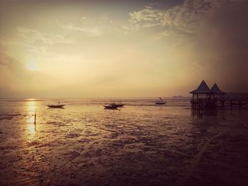Scenic view of sunset over sea