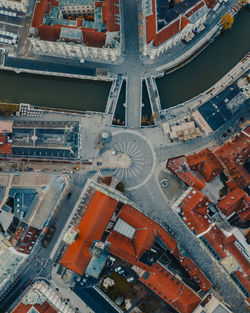 High angle view of buildings in city