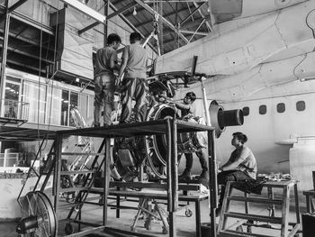 People working at construction site