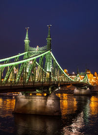 Night time photo of liberty bridge in budapest, hungary