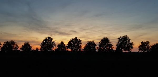 Silhouette trees against sky during sunset