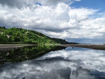 Reflection of clouds in river