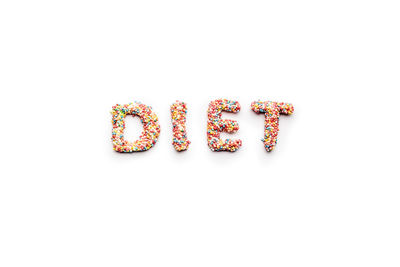 Diet word displayed on white background