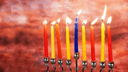 Close-up of burning candles