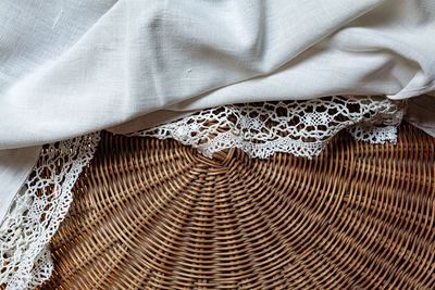 High angle view of white curtain