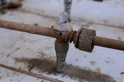 High angle view of rusty metal