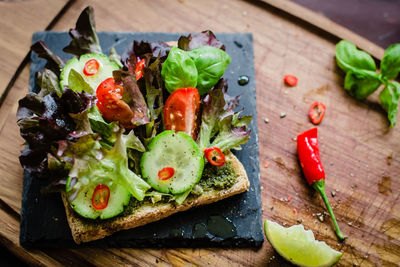 Close-up of food on table