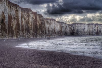 Scenic view of sea against cloudy sky